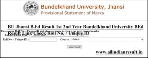 bu jhansi result|Enter your Roll No. / Unique ID and choose course to view your .
